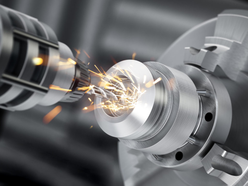 Closeup of generic CNC drill equipment. 3D illustration.
